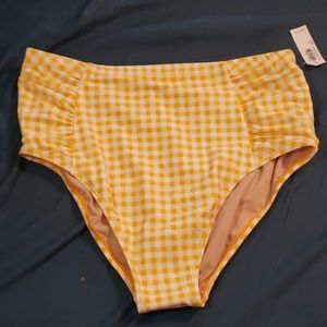 High Rise SecretSlim Yellow Gingham 1X Swim Bottom